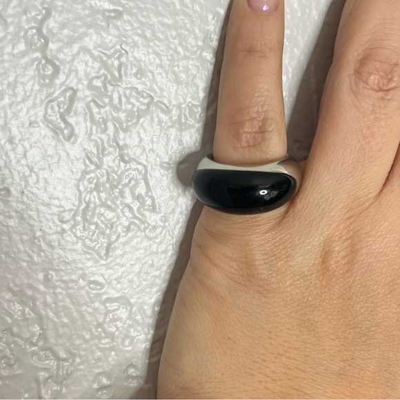 Calvin Klein Black and Silver Cocktail Statement Ring Size 8.5 - Picture 7 of 7